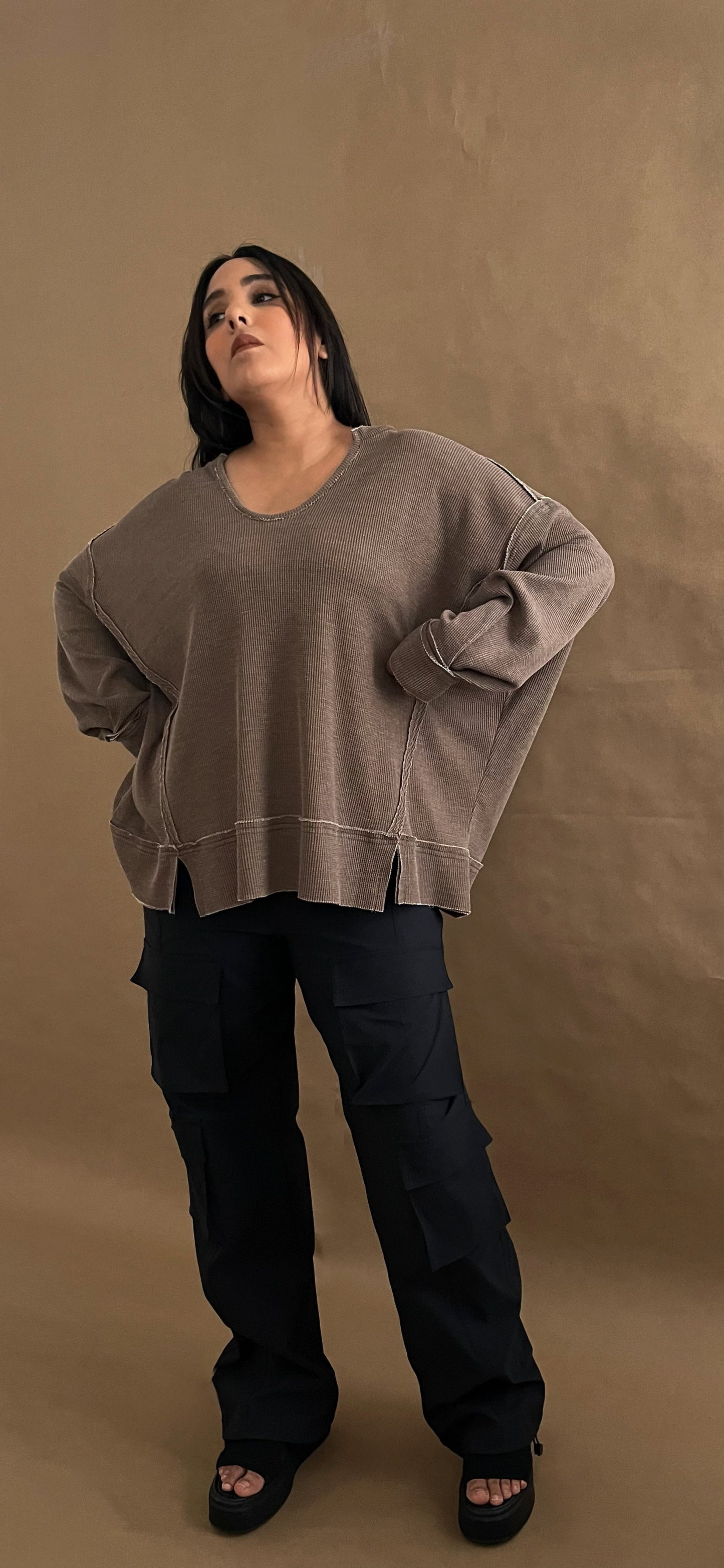 Oversized Waffle Top